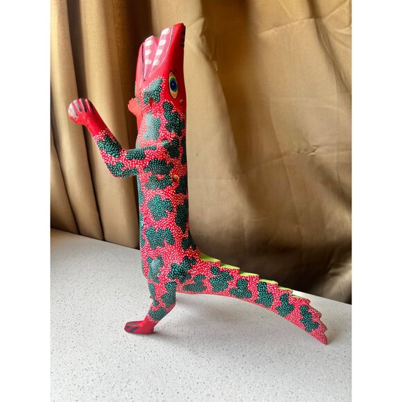 Signed Alebrije Lizard By Francisco Sosa Ojeda Mexico Folk Art Wood Sculpture - Picture 7 of 12